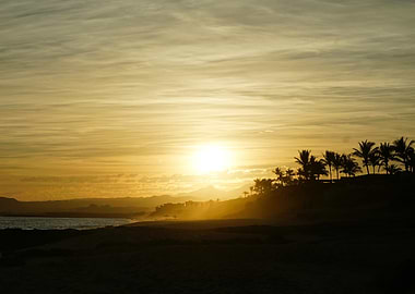 Golden Sunset over Tropical Beach