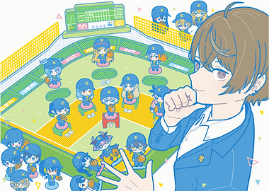 Anime Baseball Team Strategy Illustration