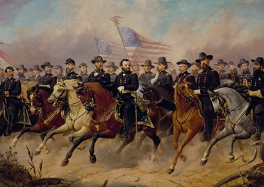 Civil War Generals on Horseback Painting