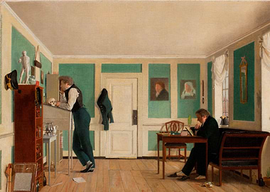 Interior with Two Artists by Wilhelm Bendz