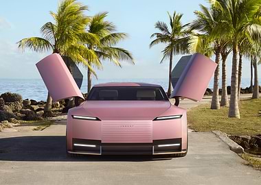 Pink Car with Open Doors