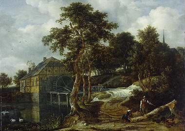 Landscape with Watermill and Figures