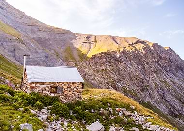 Stone Hut in Mountain Landscape