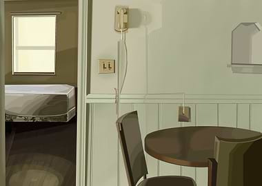 Vintage Interior with Table and Phone