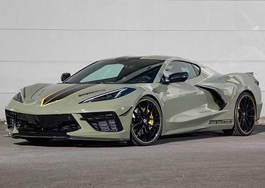 Olive Green Corvette Stingray with Black Rims
