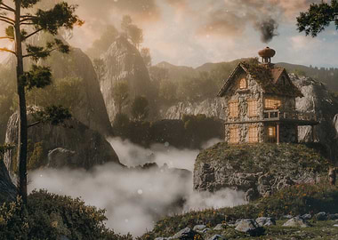 Stone House on a Mountain Peak