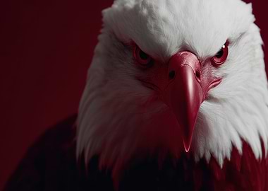 Eagle Portrait with Red Lighting