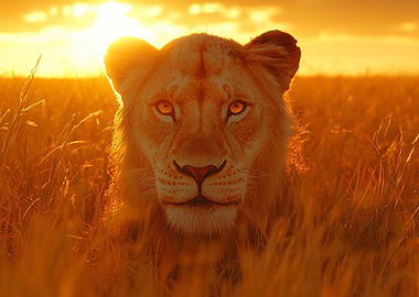 Lion in Golden Light