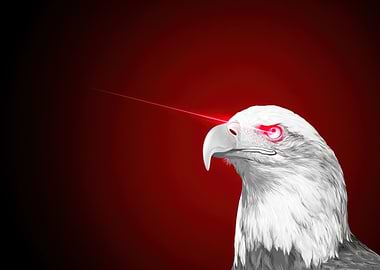 Eagle with Laser Eyes on Red