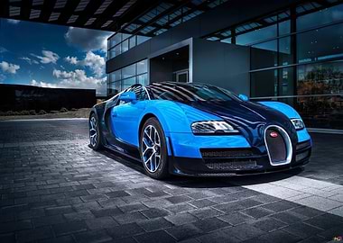 Blue Bugatti Veyron Roadster