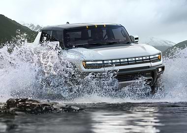 Hummer EV driving through water