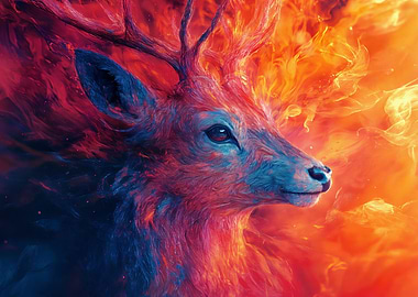 Fiery Deer Portrait