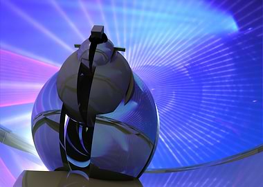 Abstract Blue and Purple Geometric Sculpture