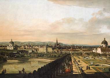 Vienna cityscape painting with garden view
