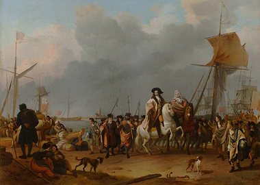 Historical Harbor Scene Painting
