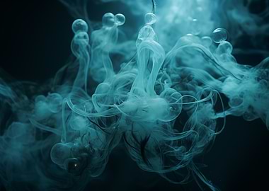 Water Turquoise Ink Cloud