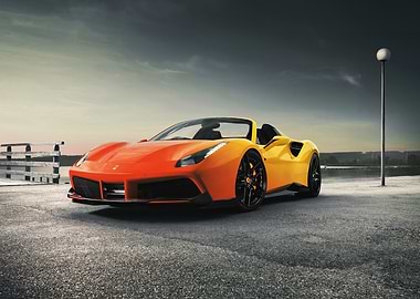 Orange and Yellow Ferrari on Asphalt