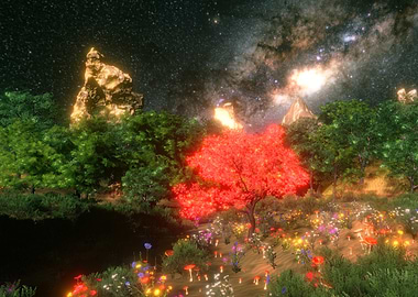 Fantasy Landscape with Glowing Elements