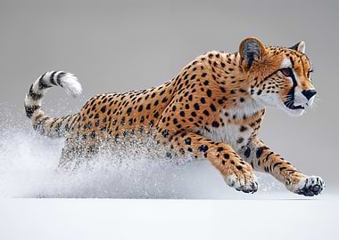 Cheetah Running in Snow