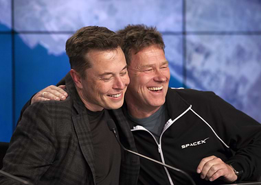 Elon Musk and Friend Smiling Together