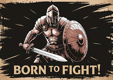 Born to Fight Warrior Illustration