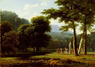 Classical Landscape with Figures and Statue