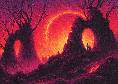 Fiery Landscape with Figures and Arches