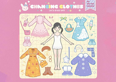 Changing Clothes Paper Doll Illustration