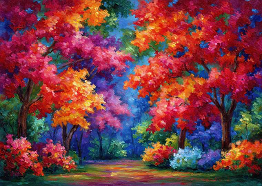 Colorful Autumn Forest Painting