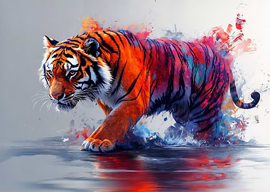 Colorful Tiger Painting