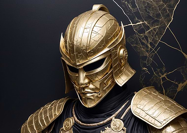 Golden Warrior Armor on Black Background