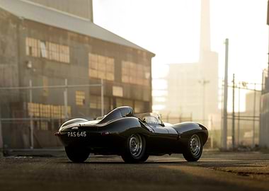 Black Classic Car in Urban Setting