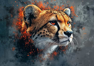 Cheetah Portrait with Abstract Background