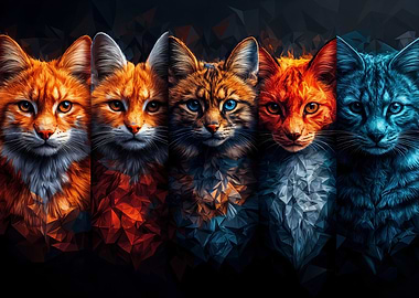 Colorful Abstract Cats