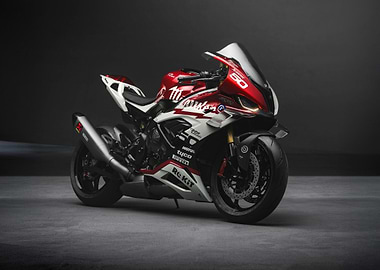Red and White Racing Motorcycle