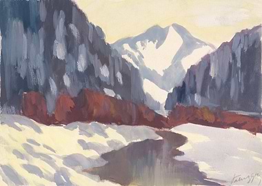 Winter Mountain Landscape Painting