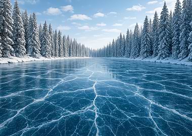 Frozen Lake Winter Landscape