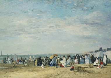 Beach Scene Painting by Eugène Boudin