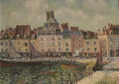 Impressionist Harbor Scene Painting