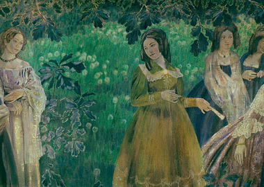 Young Women in the Garden Painting