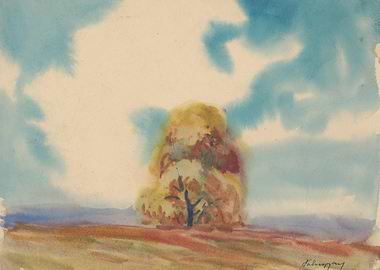 Watercolor Tree Landscape