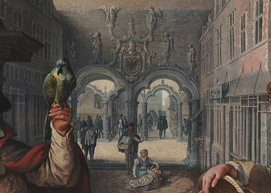 Historical Market Scene with Parrot