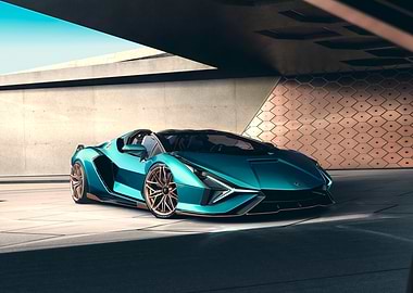 Teal Lamborghini Sián Roadster
