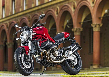 Red Ducati Motorcycle in Urban Setting