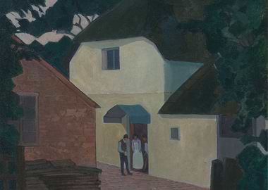 Impressionistic Village Scene with Figures