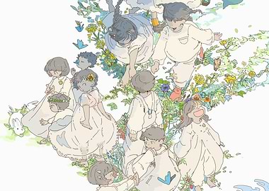 Children in a Floral Wonderland