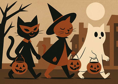 Halloween Cats Trick-or-Treating