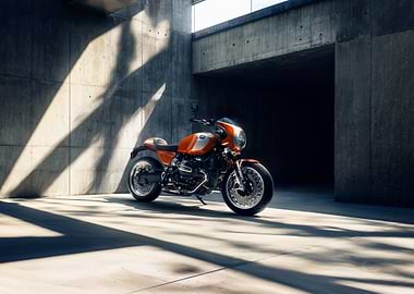 Orange Motorcycle in Concrete Structure