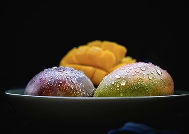 Fresh Mangoes with Water Droplets