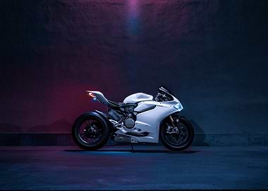 Sleek White Motorcycle Studio Shot